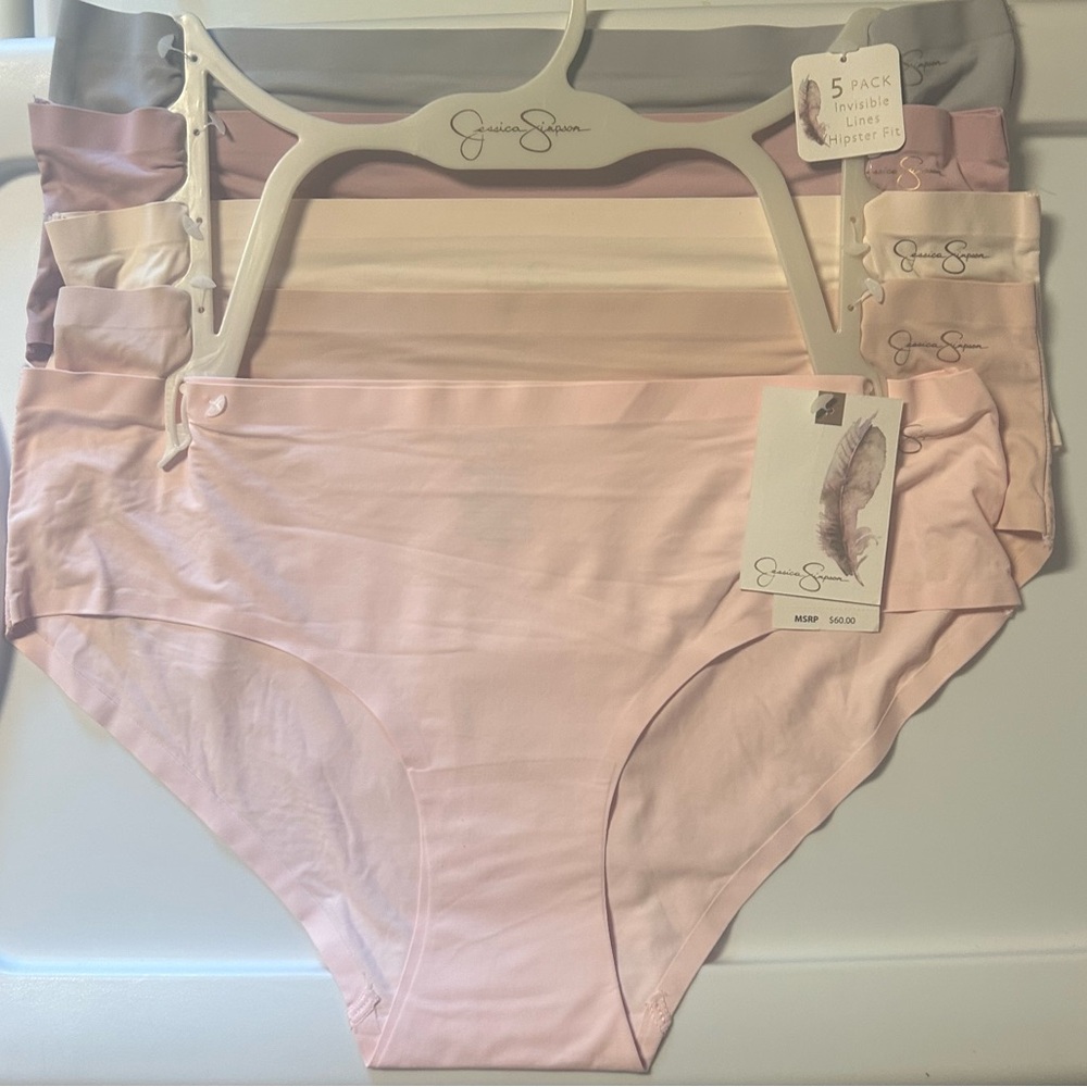 Jessica Simpson Woman’s 5 Pack Panties Invisible Line Hipster Fit Large
